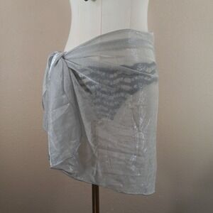 Cover Style Silver Metallic Mesh Sarong Wrap Swimsuit Cover Up One Size Made USA